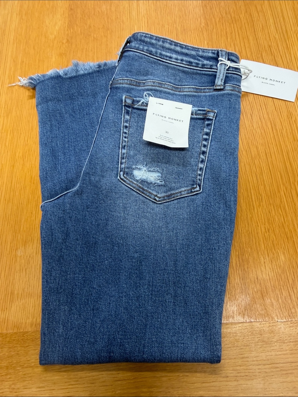 Flying Monkey Distressed Inseam "10" inches Straight leg frayed cuff Jeans